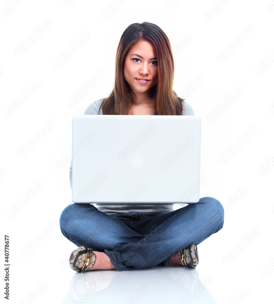 Student with laptop computer. Student with laptop computer.