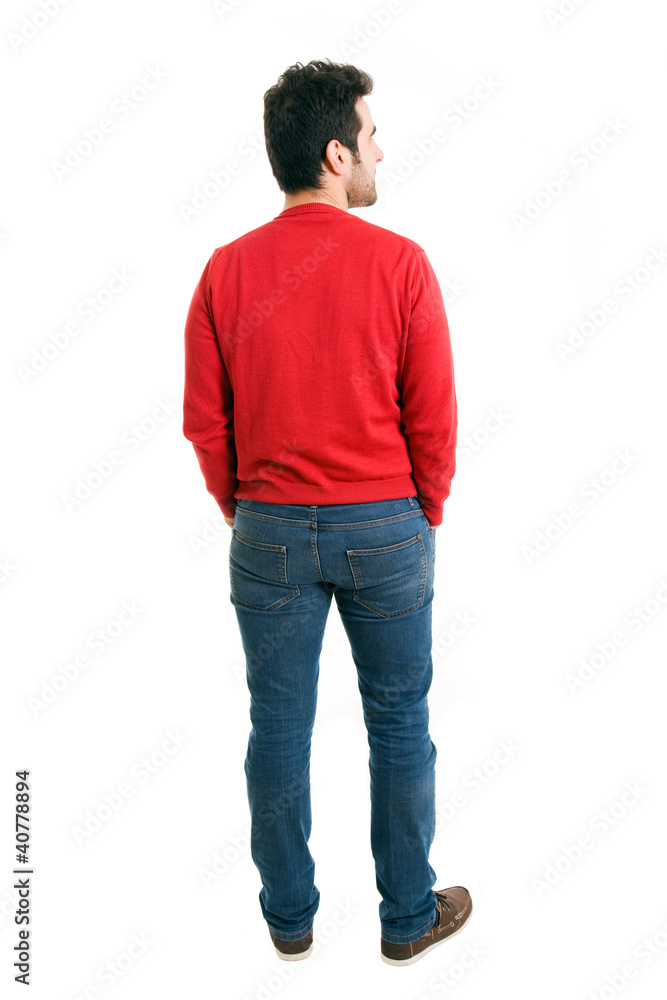 Young man from back, isolated on white Young man from back, isolated on white
