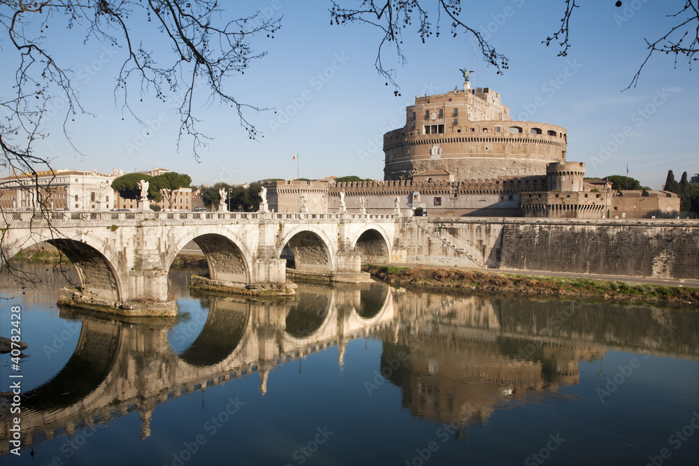 Rome - Angels bridge and castle in morning