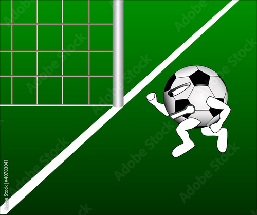 soccer ball is running to the gate