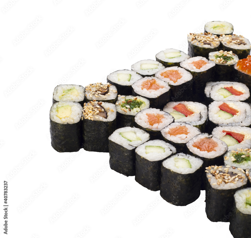 sushi roll set isolated on white sushi roll set isolated on white