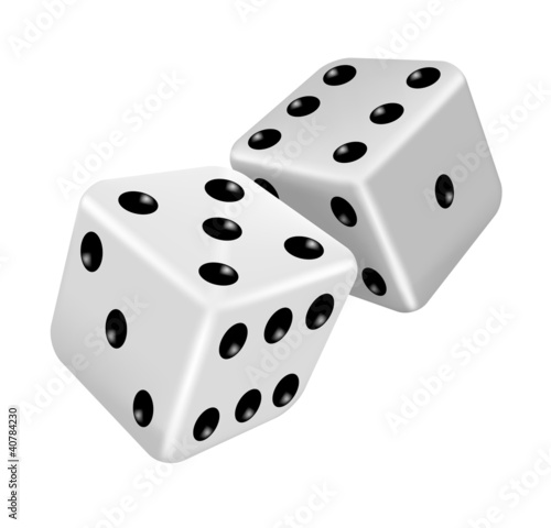 Two white dice photo