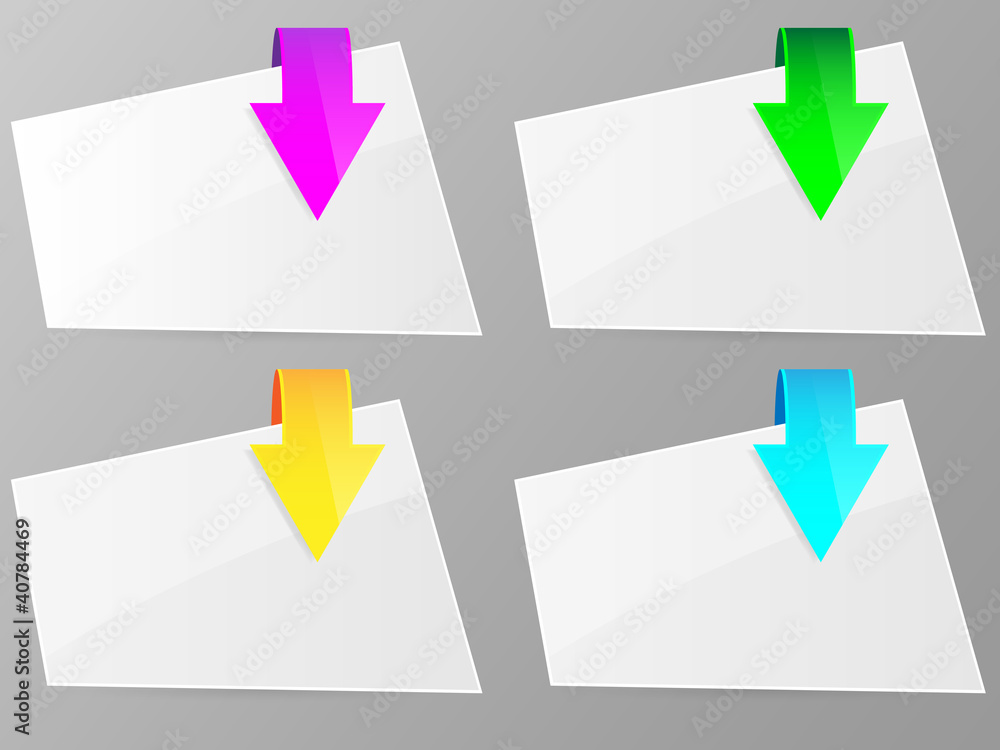 White paper with arrow. Vector illustration.