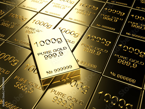 big number of gold bars photo