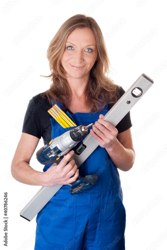 Frau mit Bohrmaschine - woman with drill Frau mit Bohrmaschine - woman with drill