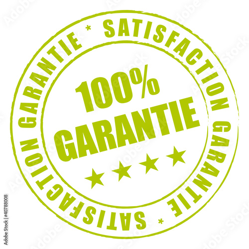 Satisfaction garantie à 100%. Tampon vert. photo