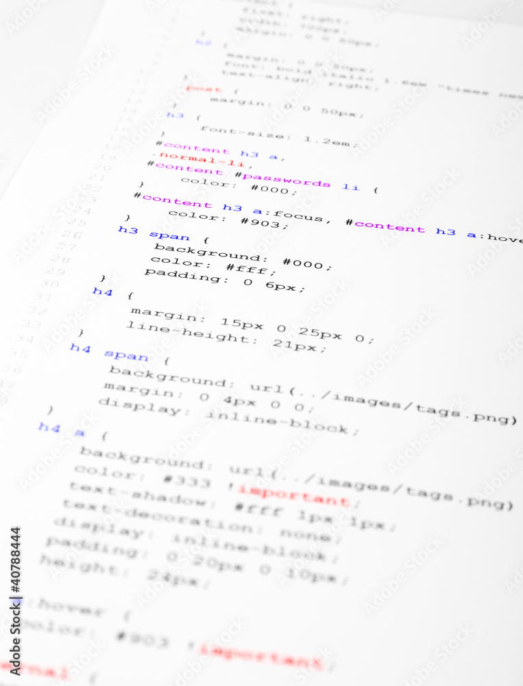 Part of the CSS code is printed on the paper