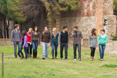 Multicultural Group of People Walking Together