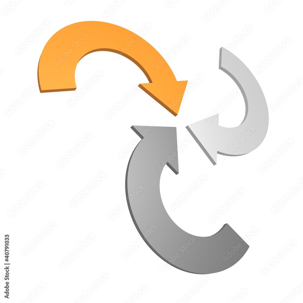 different round arrows pointing in one center