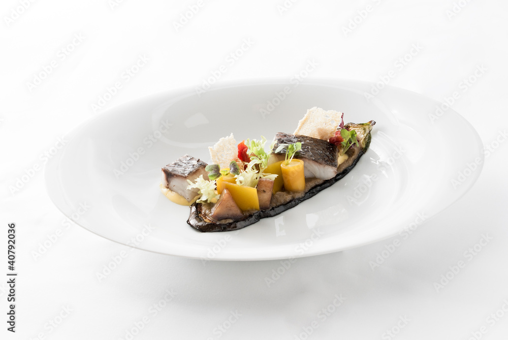 3 x aubergine | adlerfisch | orangengelee