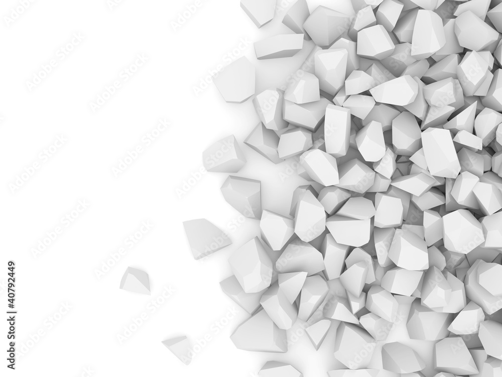 Broken Concrete on white background with place for your text