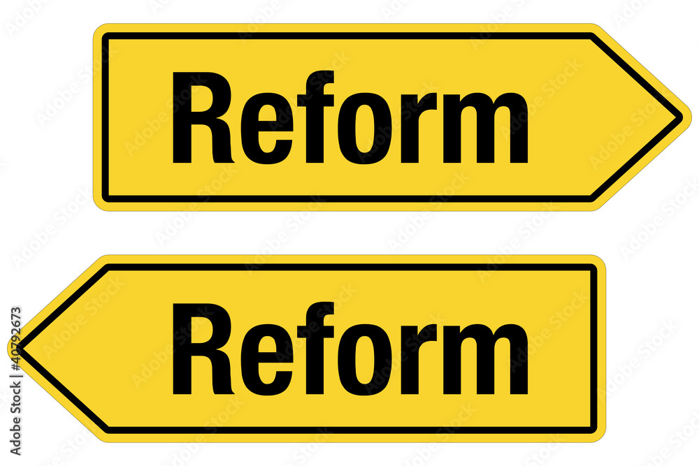 2 Pfeilschilder gelb REFORM 2 Pfeilschilder gelb REFORM