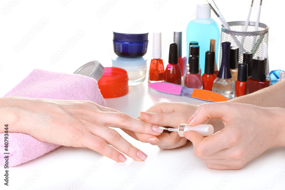 Manicure process in beautiful salon Manicure process in beautiful salon