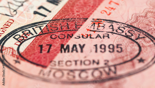 British visa stamp in your passport. Closeup