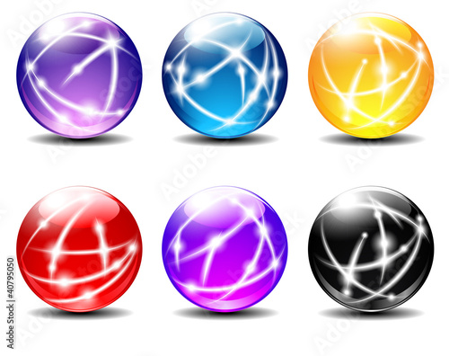 Six Spheres Balls illustration with Communication lines