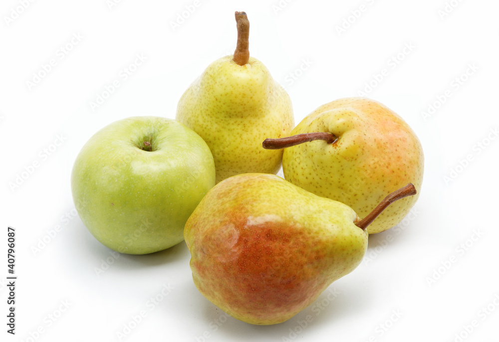 pears and apple isolated on white background pears and apple isolated on white background