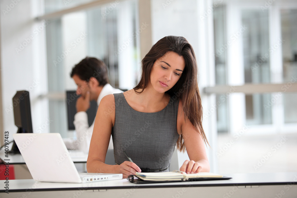 Attractive businesswoman working on laptop computer Attractive businesswoman working on laptop computer