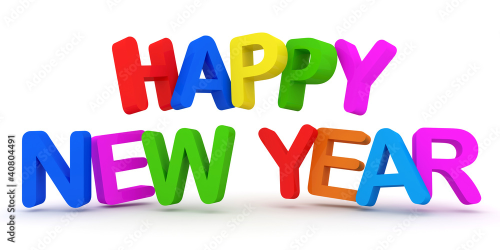 Happy New Year Colorful Text on white background Happy New Year Colorful Text on white background