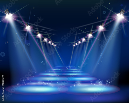 Way at night. Vector Illustration.