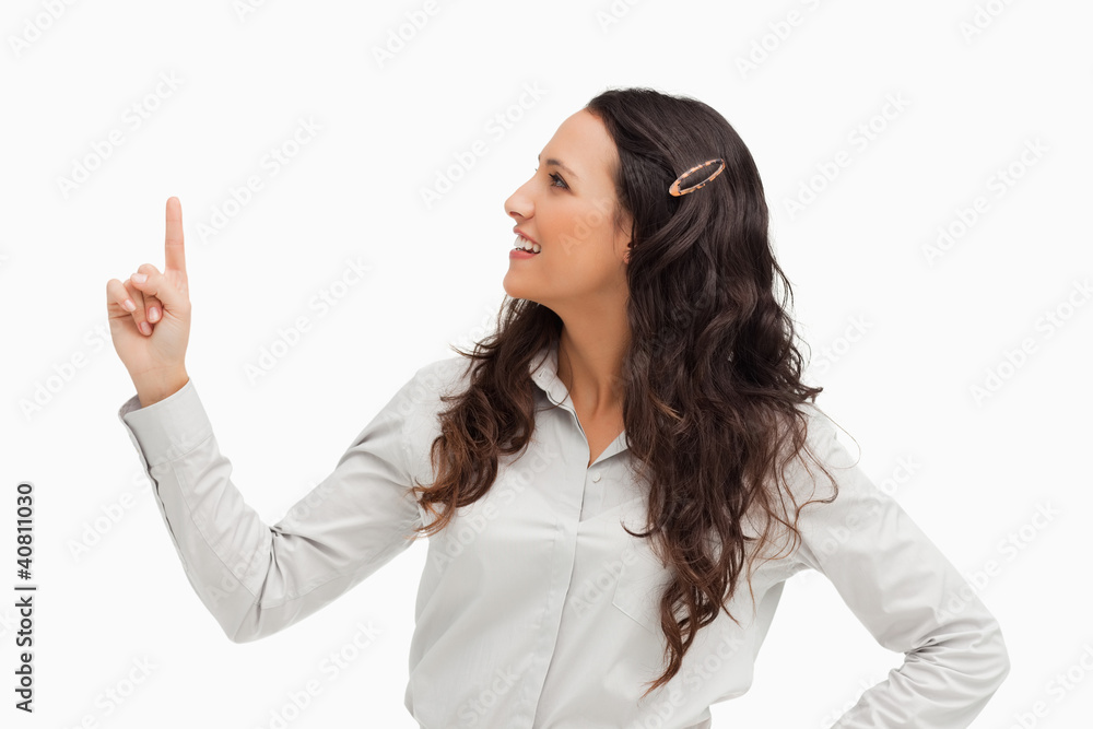 Brunette pointing up Brunette pointing up