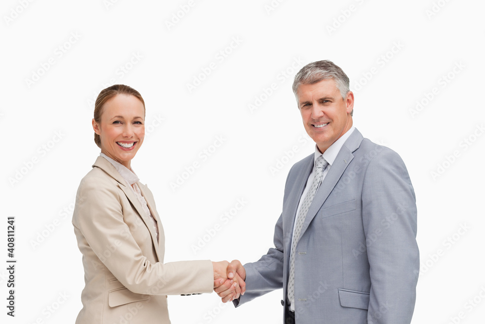 Portrait of business people shaking their hands Portrait of business people shaking their hands