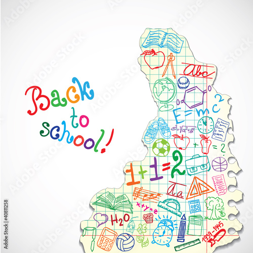 Background made of paper with colorful school symbols
