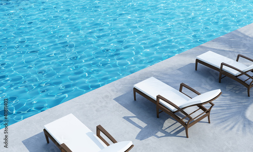 Summer exterior swimming pool sunbath, tan swim
