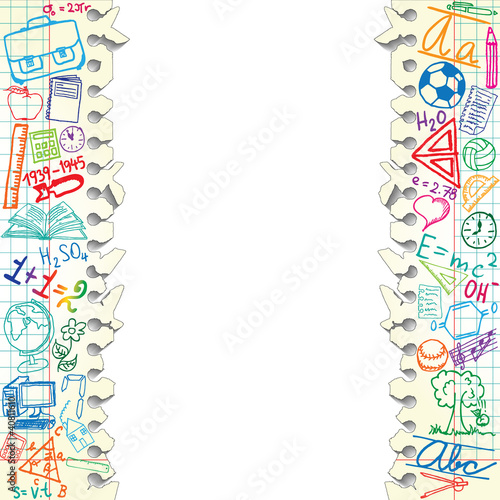 Background made of papers with colorful school symbols