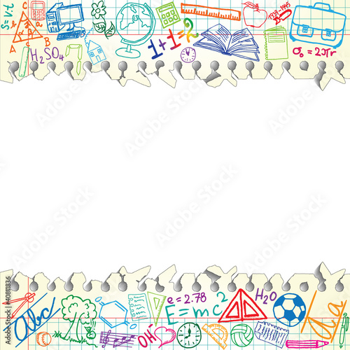 Background made of papers with colorful school symbols