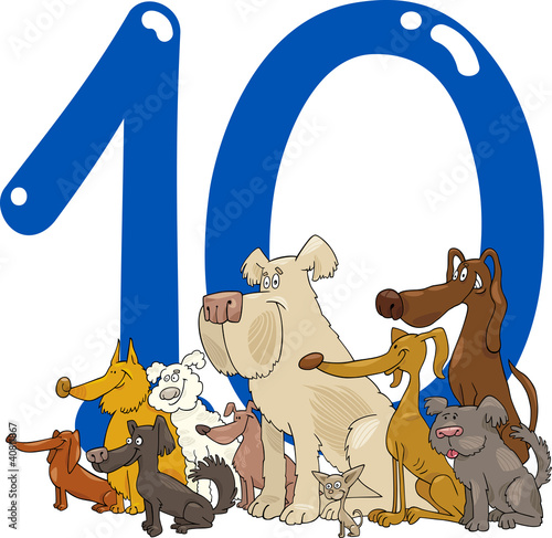 number ten and 10 dogs