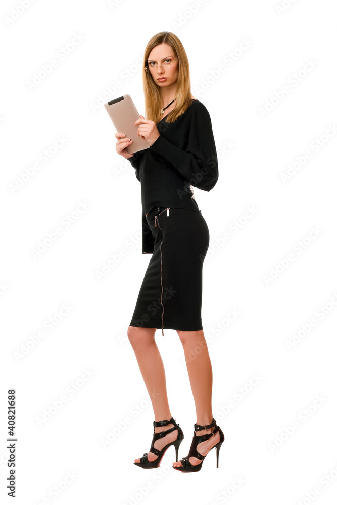 Blonde young girl with the glasses