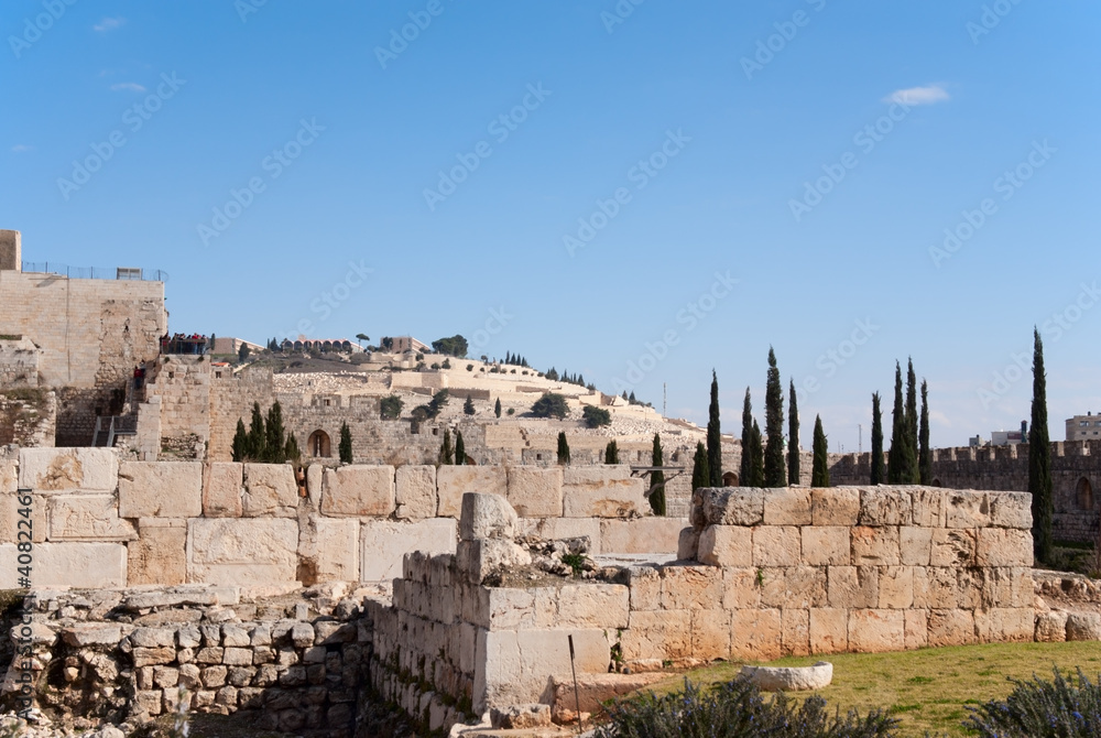 Ancient ruins near Temple mount Jerusalem, Israel