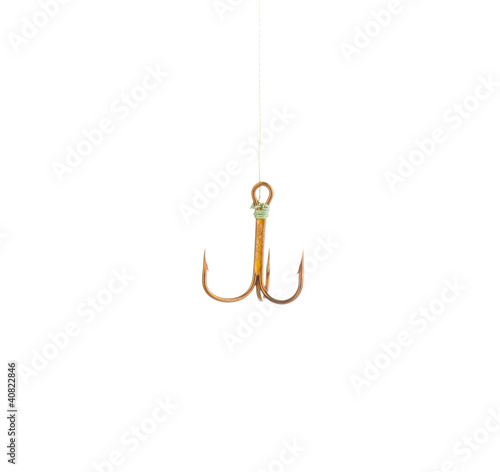 Treble fish hook isolated on white