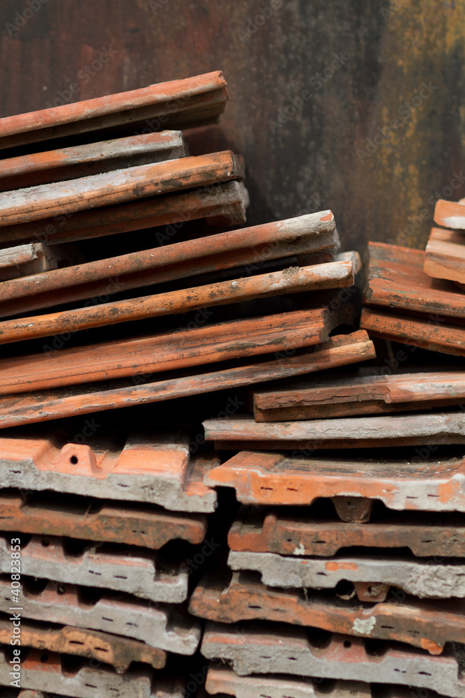 Heap of red roofing tiles Heap of red roofing tiles