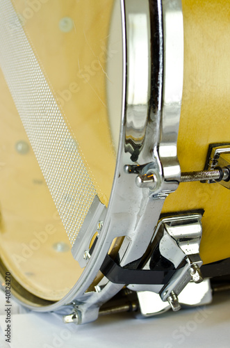 yellow plywood snare drum