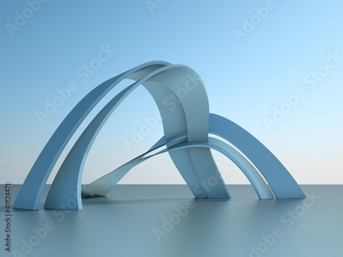 a modern architecture building with arches on sky background