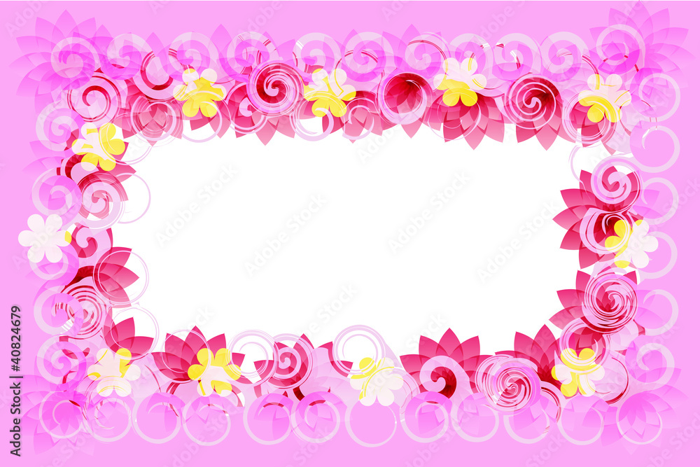 Pink romantic Card flowers, vector abstraction