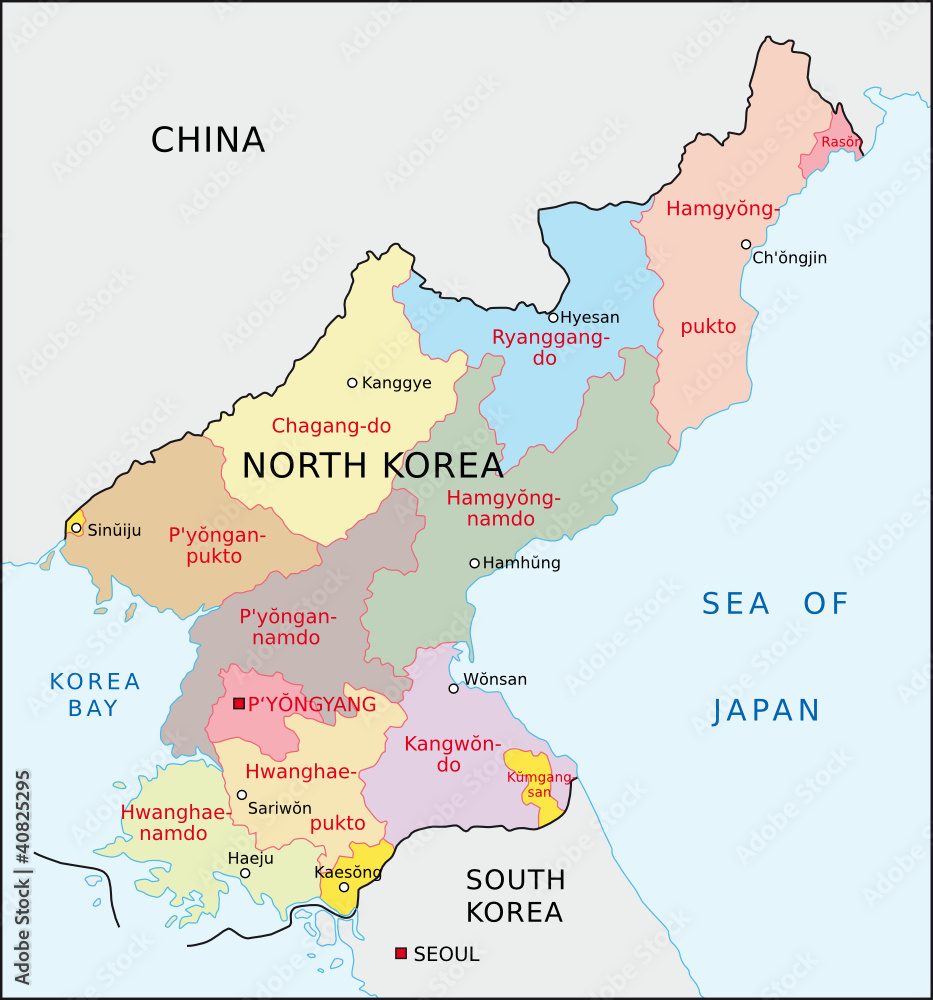 Fototapeta premium Nordkorea Verwaltungsgliederung