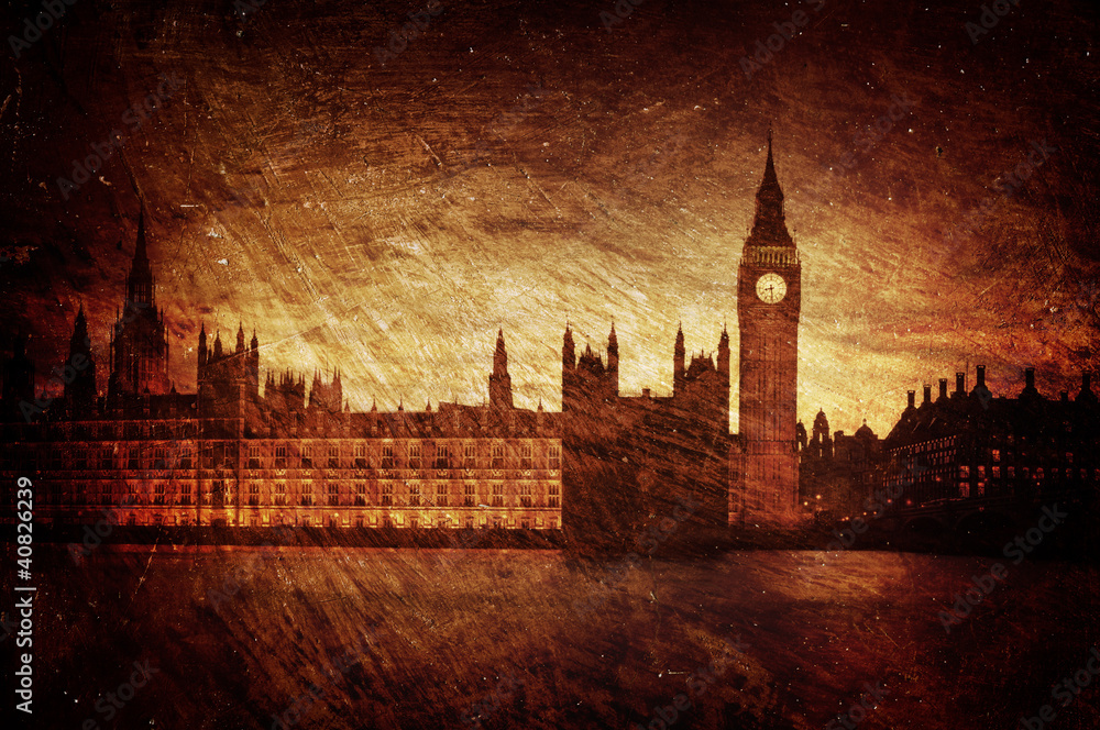 Fototapeta premium Textured image of Houses of Parliament