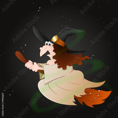 Tablou canvas Flying Witch Vector