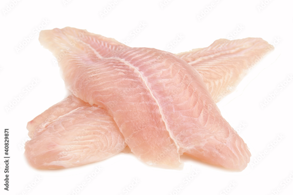 Fillet of Fish Pangasius. Isolated on white background. Fillet of Fish Pangasius. Isolated on white background.