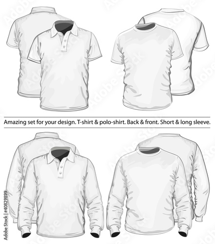 Amazing vector set. Men's polo-shirt and t-shirt photo
