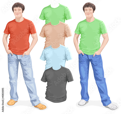 Vector. Men's t-shirt design template (front view)