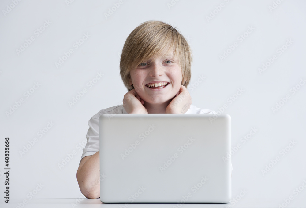 Happy boy with laptop Happy boy with laptop