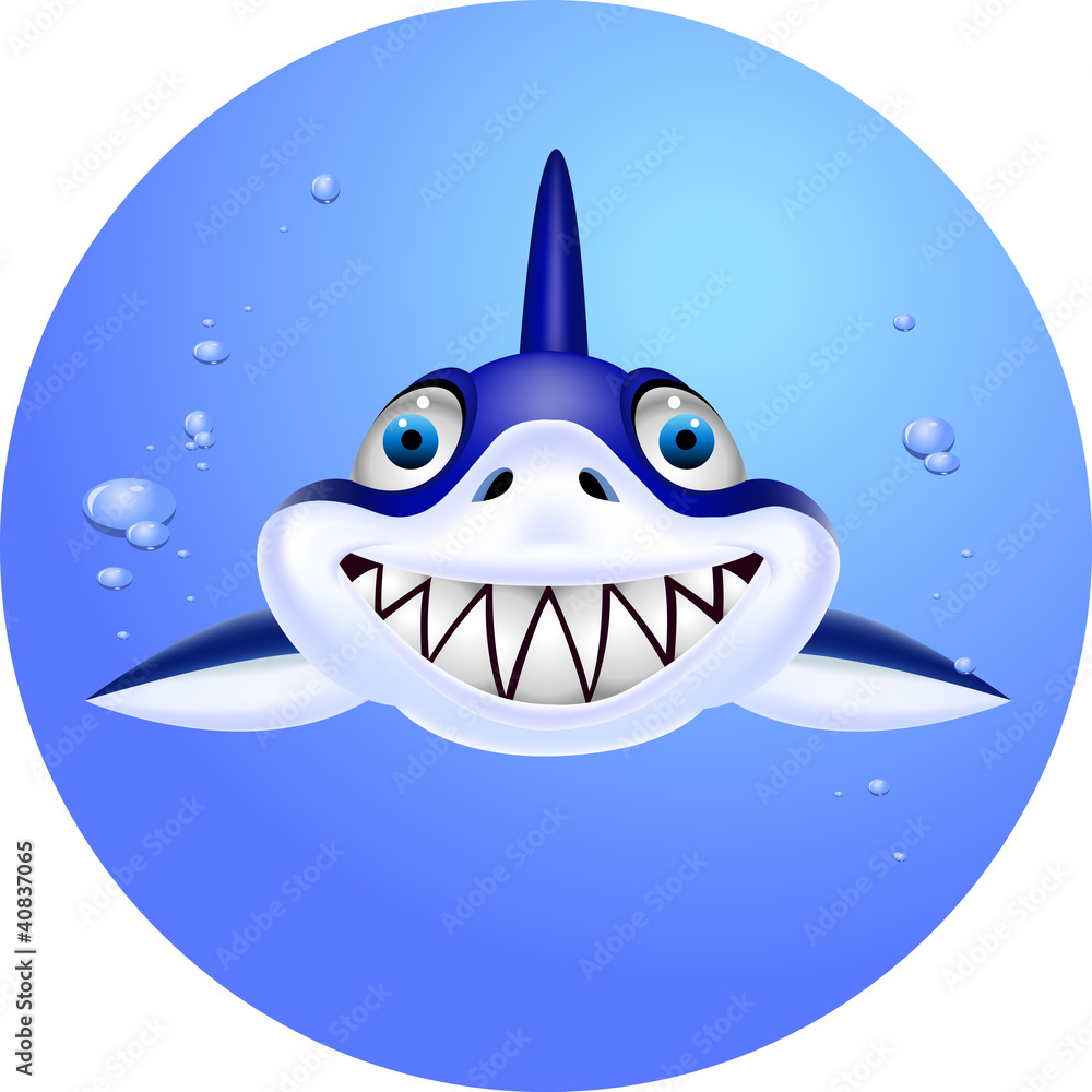 Funny shark cartoon head Stock Vector | Adobe Stock