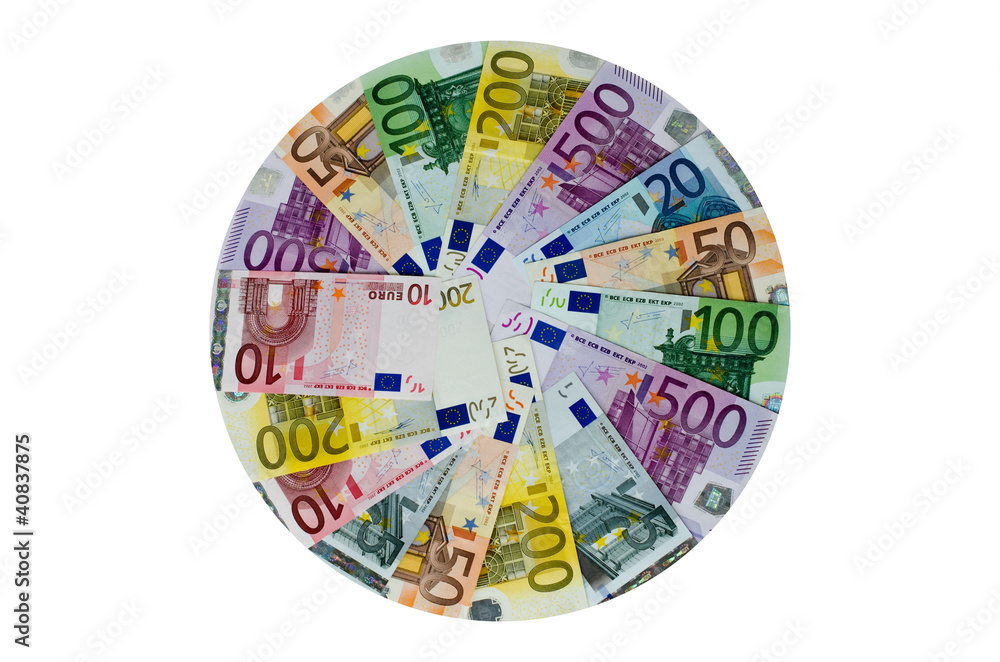 Geldscheine als Kreisdiagramm Geldscheine als Kreisdiagramm