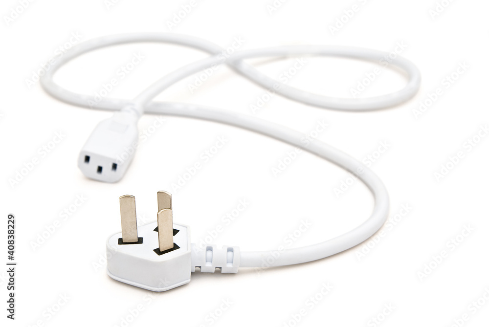 white electric cable with clipping path white electric cable with clipping path