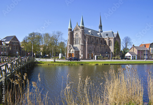 bridge to church, Alkmaar town, Holland, the Netherlands