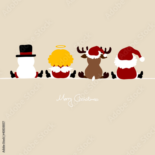 Santa, Angel, Reindeer & Snowman Beige