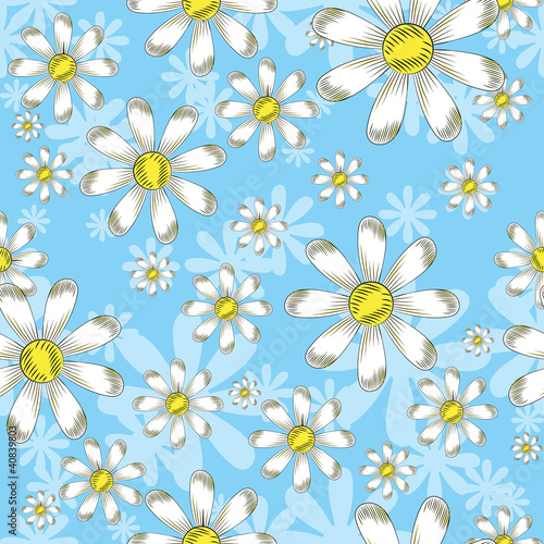 seamless pattern with flowers daisies